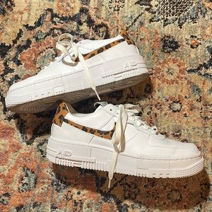 Nike pixel cheetah print Air Force ones